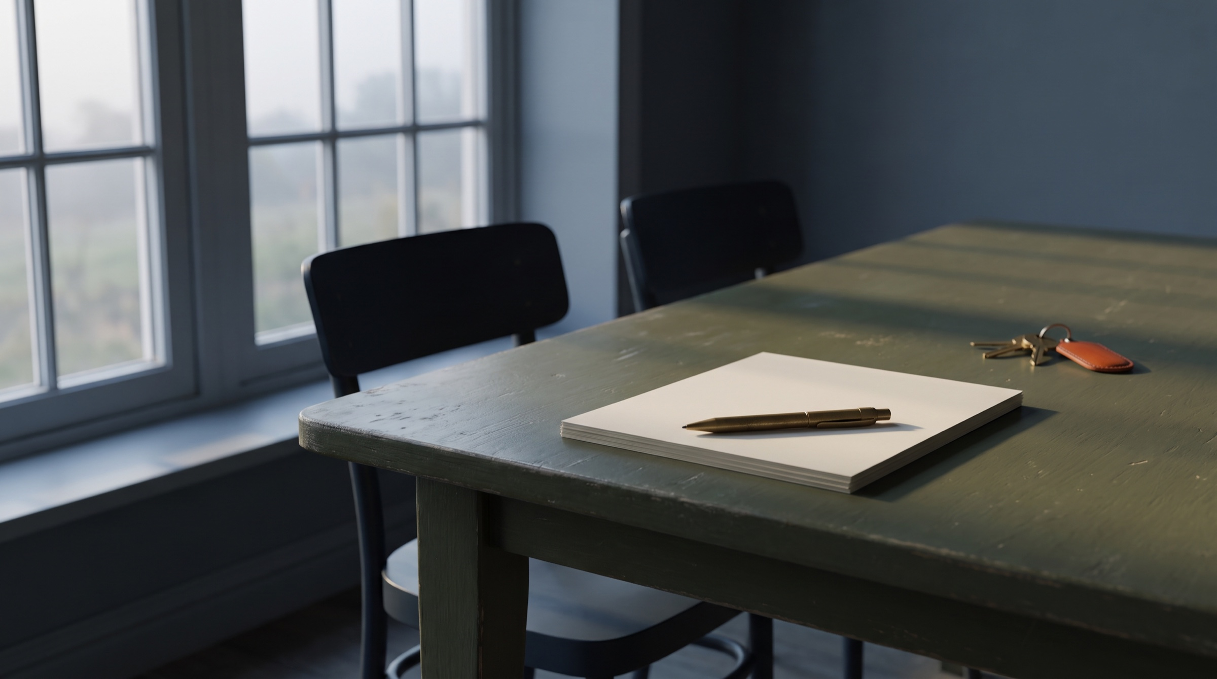 A closing table set for signing loan documents